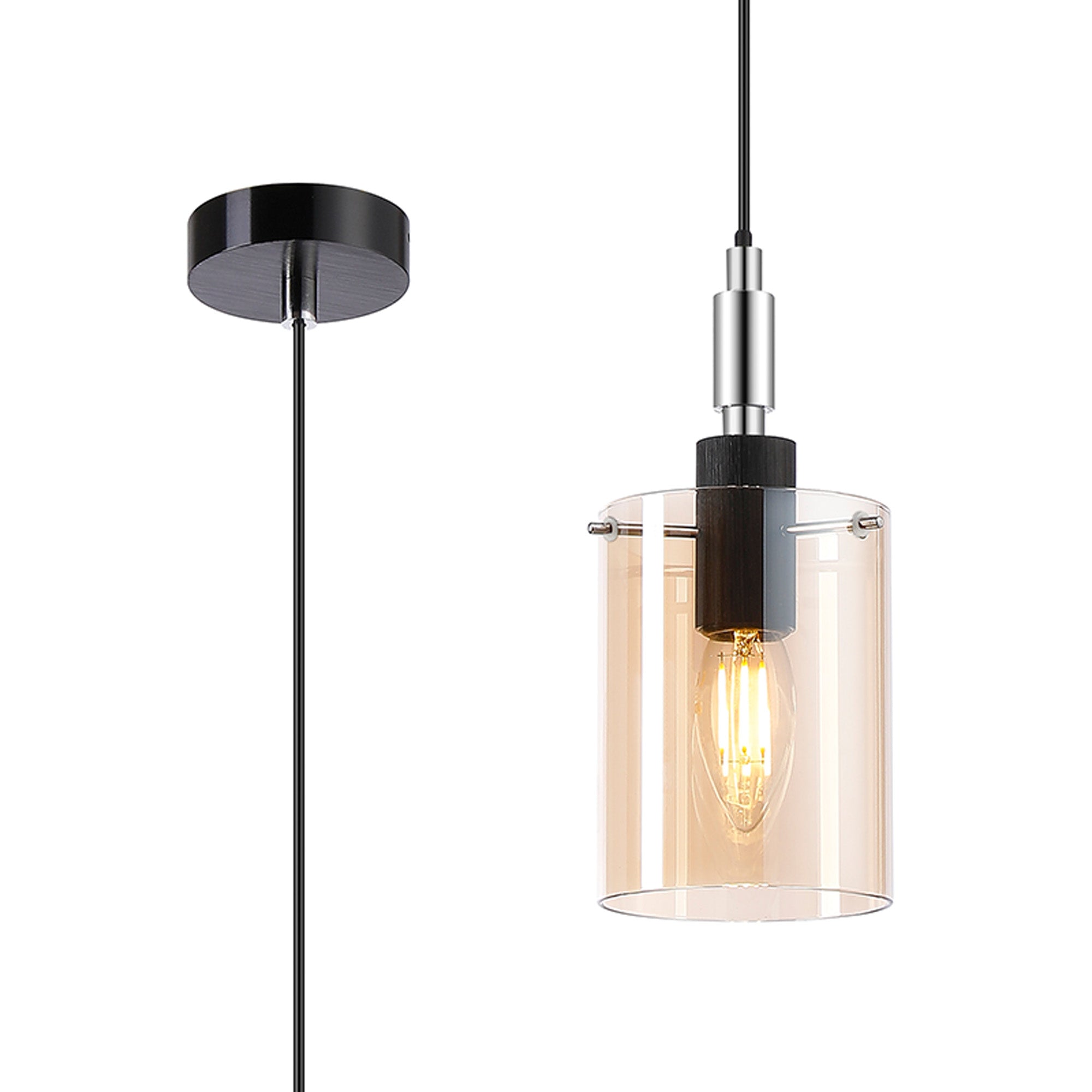 Rochford  Single Pendant Cylinder Glass IP44- Various Finishes