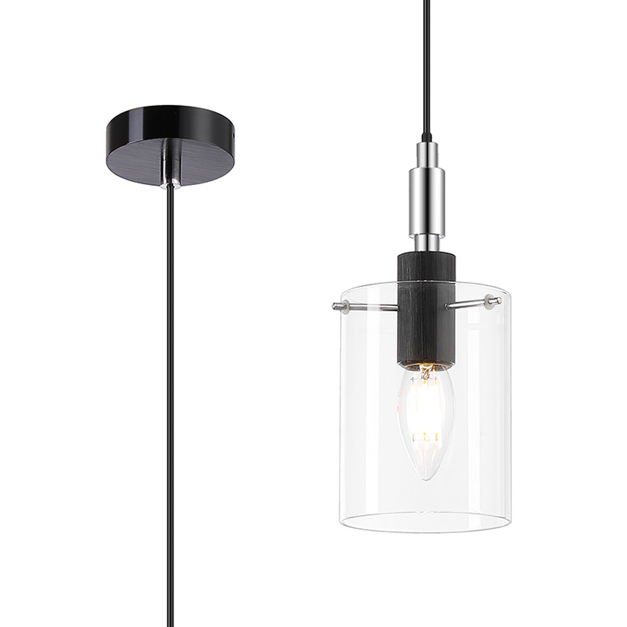 Rochford  Single Pendant Cylinder Glass IP44- Various Finishes
