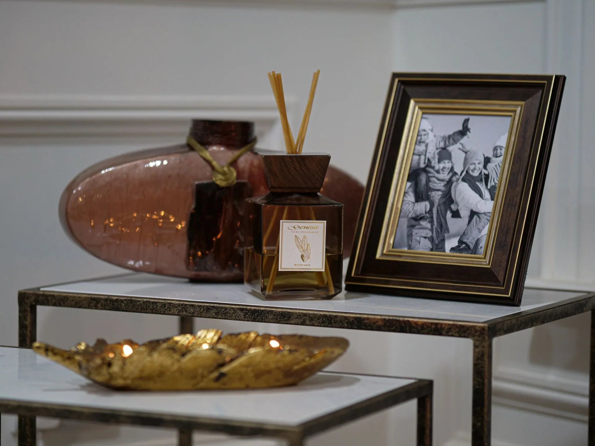 Irma Set of 3 Tables - Antique Gold & Marble Top Finish
