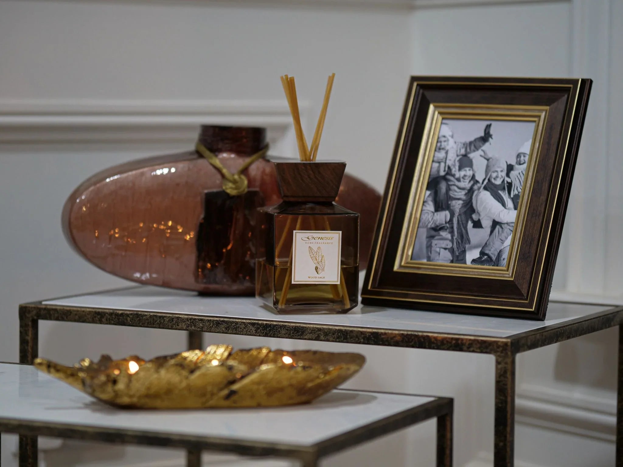 Irma Set of 3 Tables - Antique Gold & Marble Top Finish