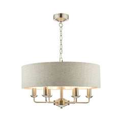 Sorrento 6Lt Pendant Satin Nickel & Natural - Promotional Offer