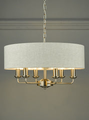 Sorrento 6Lt Pendant Satin Nickel & Natural - Promotional Offer