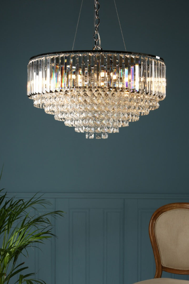 Vienna 9lt Chandelier Crystal & Polished Chrome G9