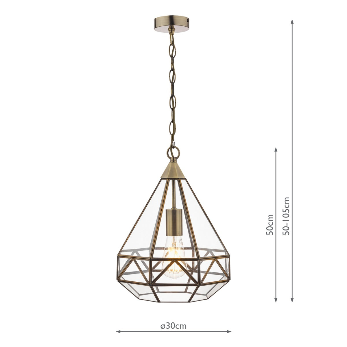 Zaria Pendant Polished Silver/Antique Brass Glass E27