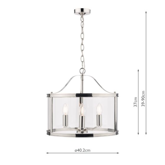Harrington 3/5 Light Pendant Matt Black and Glass