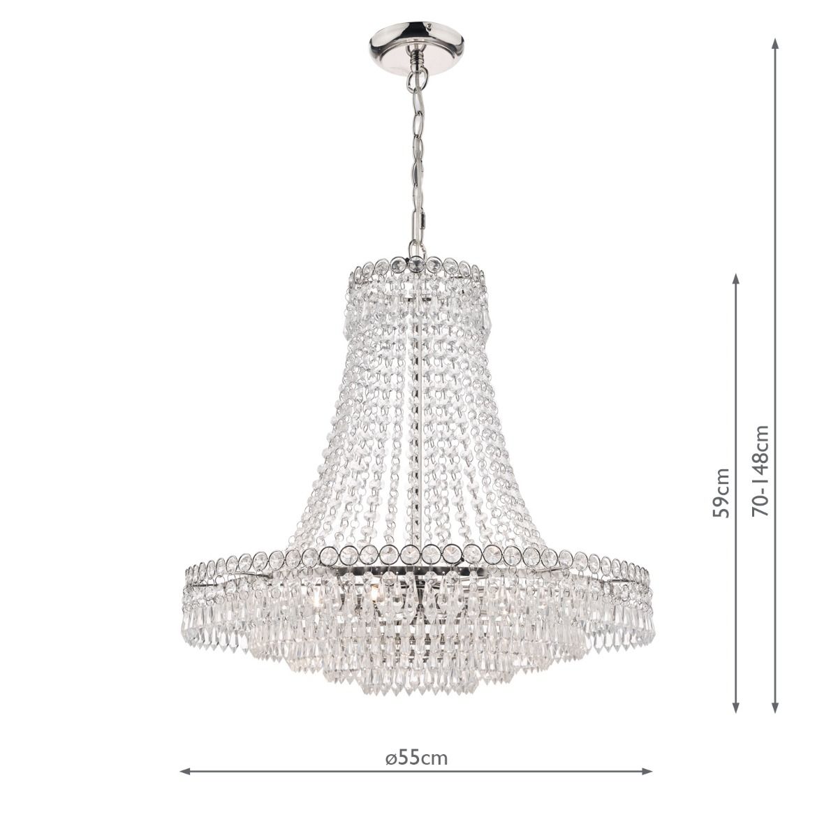 Enid Grand 5lt Chandelier Matt Antique Brass/ Polished Nickel & Cut Glass