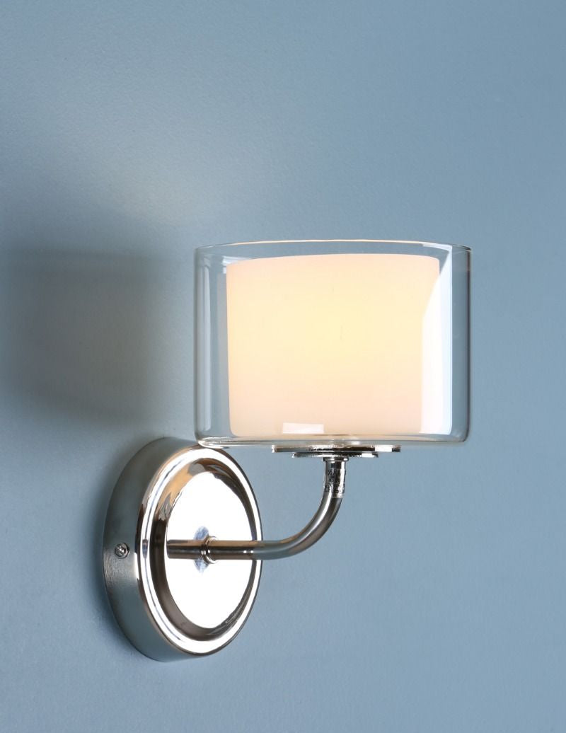 Southwell Wall Light Polished Nickel & Glass Shade