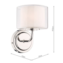 Southwell Wall Light Polished Nickel & Glass Shade