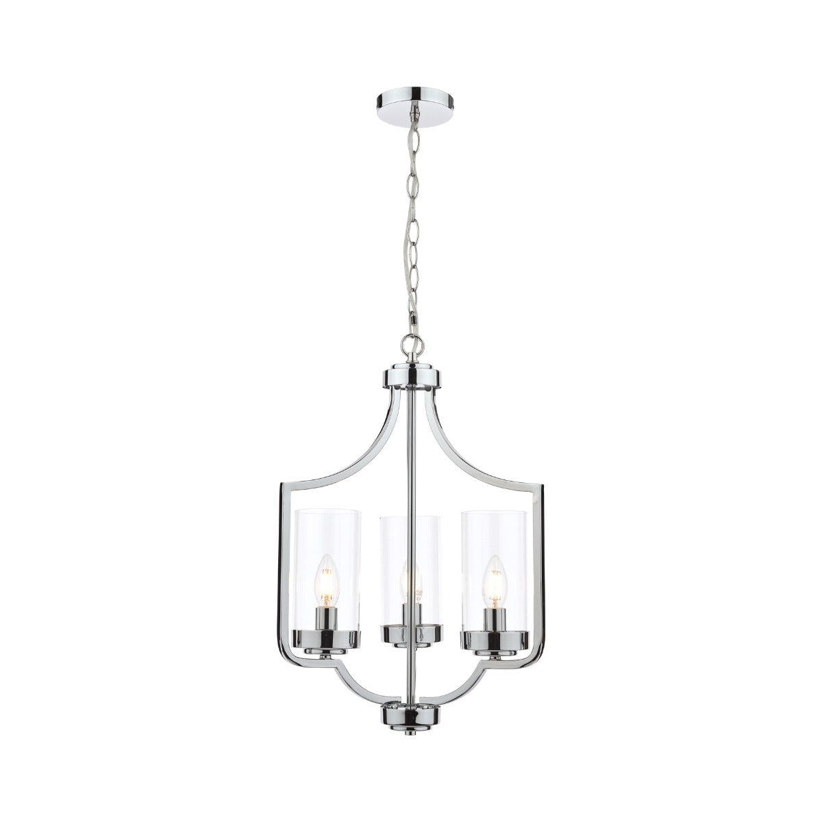 Joseph 3/5Lt Chandelier Antique Brass/Polished Chrome Glass E14