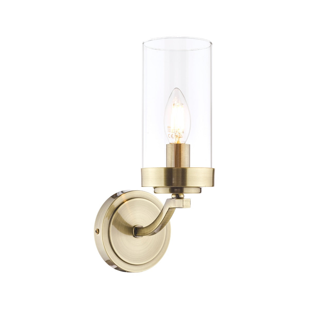 Joseph Wall Light Polished Chrome/Antique Brass Glass E14