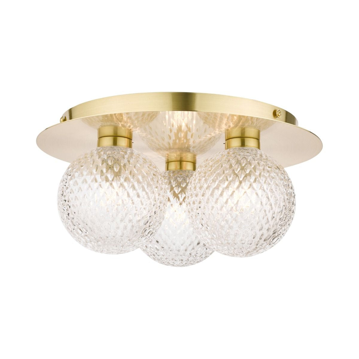 Prague 3lt Flush Bathroom Light Satin Brass Glass IP44- Promotional Offer