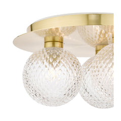 Prague 3lt Flush Bathroom Light Satin Brass Glass IP44- Promotional Offer