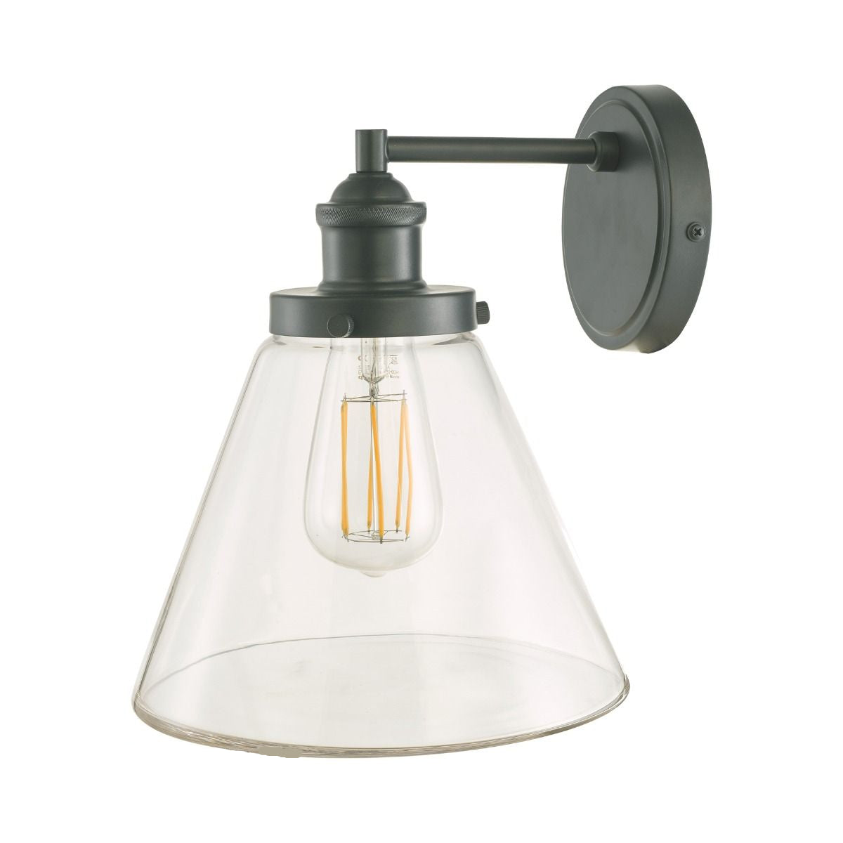 Isaac IP44 Outdoor Wall Light Charcoal Glass