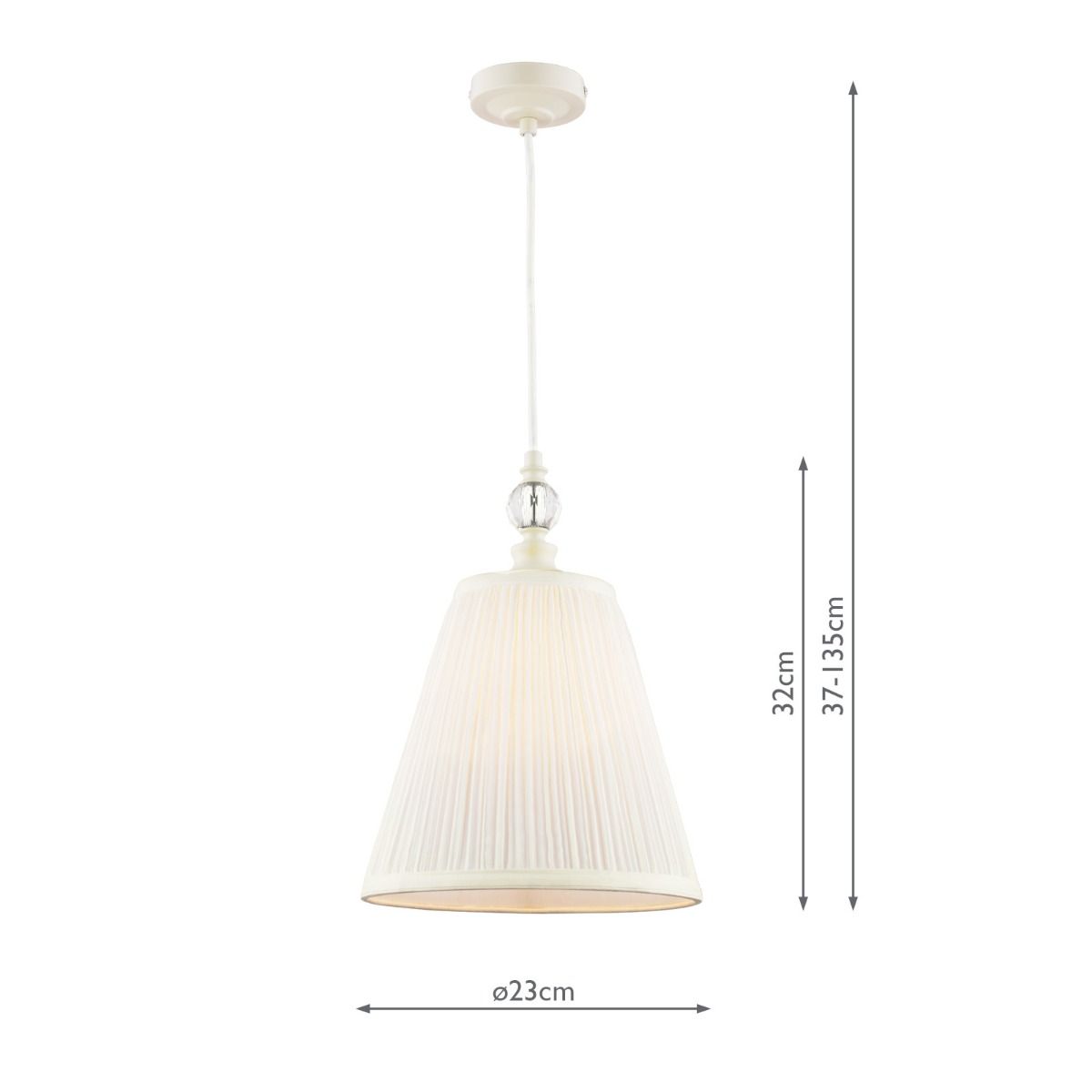 Ellis Pendant Satin Cream and Crystal With Shade