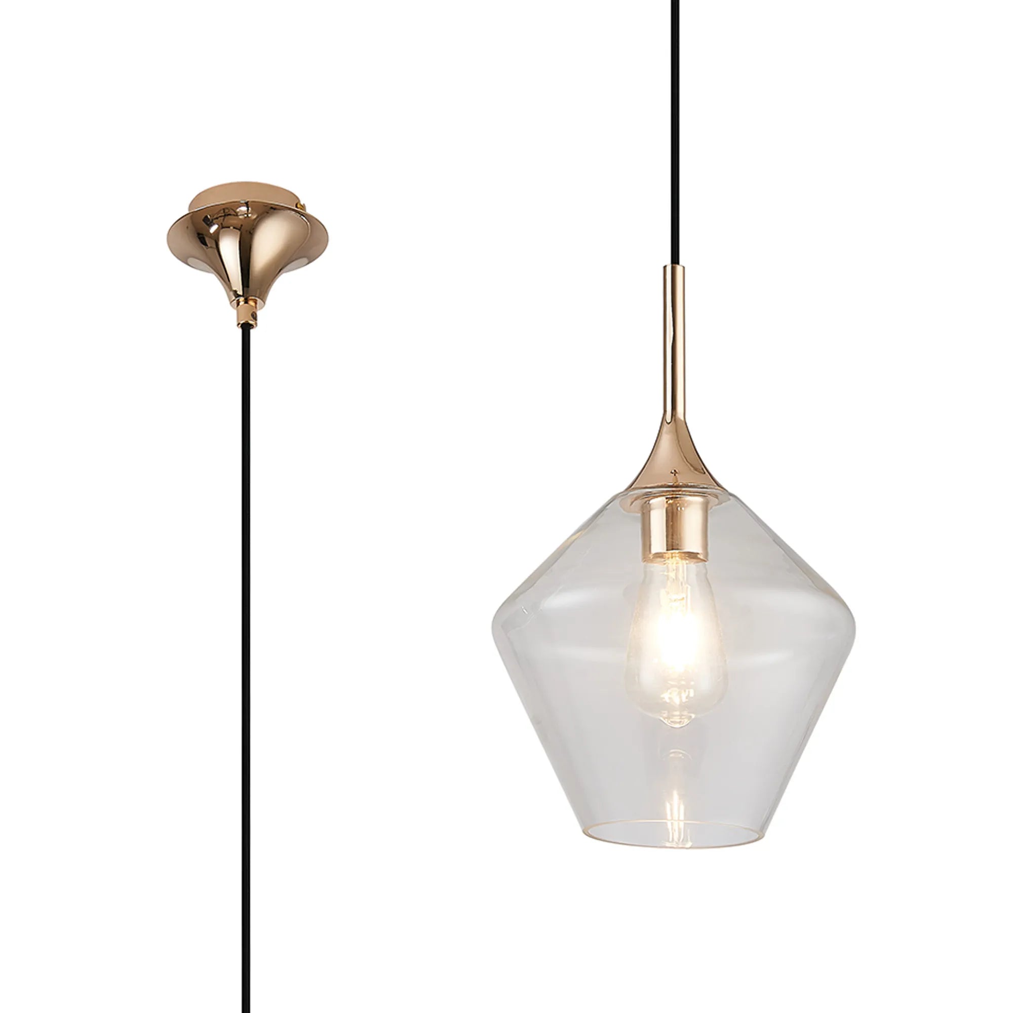Benalla Single Pendant, 1 x E27 Diamond Glass w Various Finishes