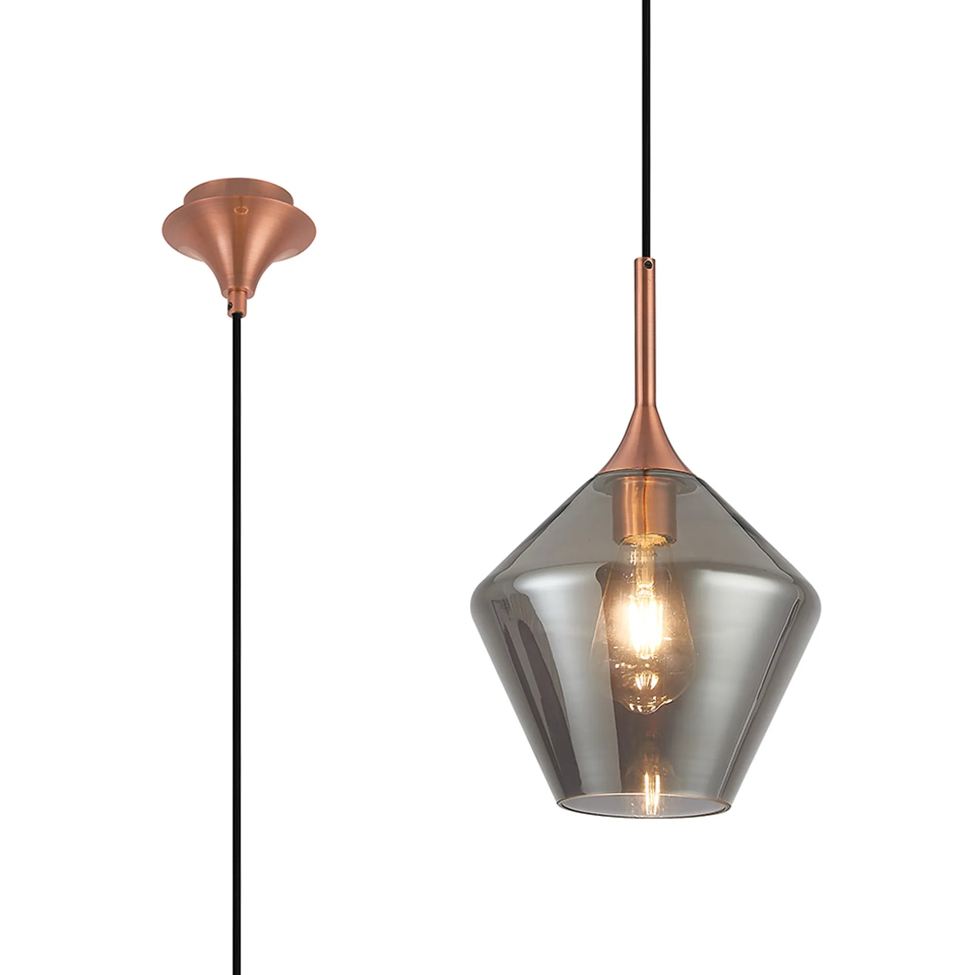 Benalla Single Pendant, 1 x E27 Diamond Glass w Various Finishes