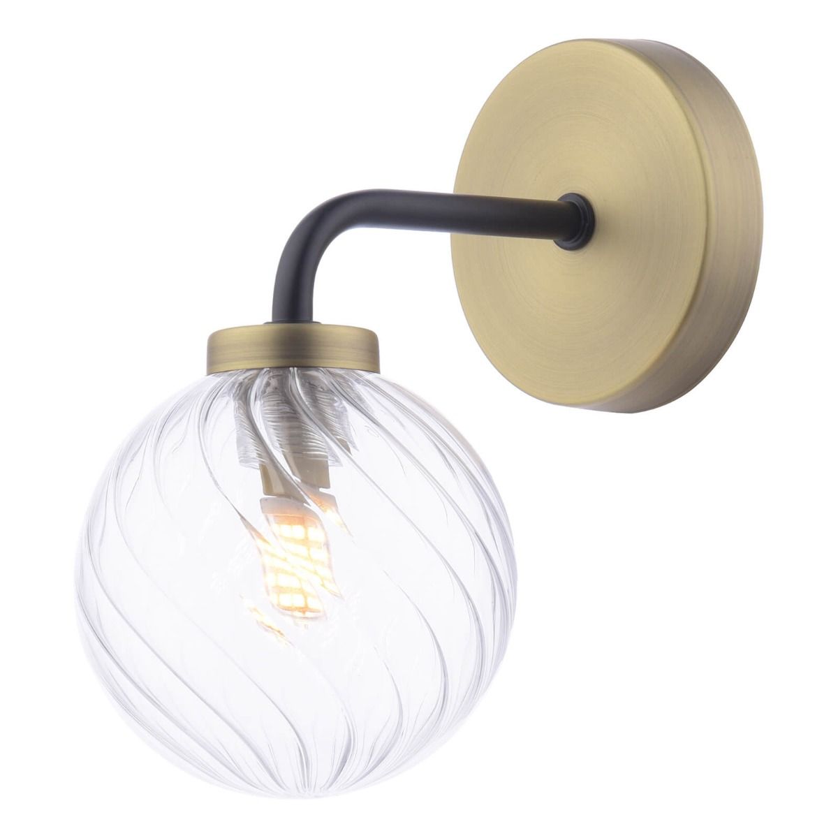 Lainey Wall Light Matt Black & Twisted Glass