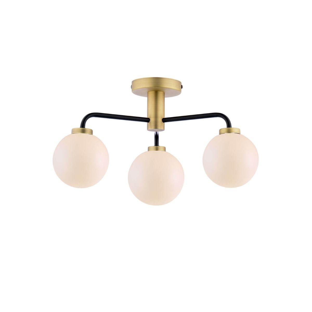 Lainey 3/5 Light Semi-Flush Matt Black & Twisted Glass