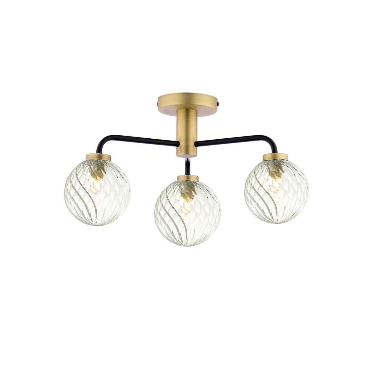 Lainey 3/5 Light Semi-Flush Matt Black & Twisted Glass
