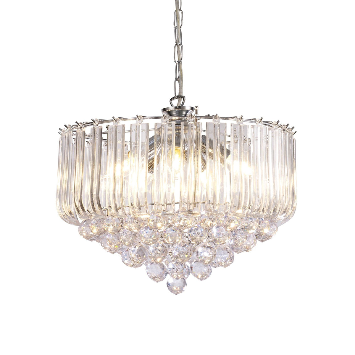 Lana Pendant With Acrylic Spheres, 5 Light E14 Polished Chrome Finish