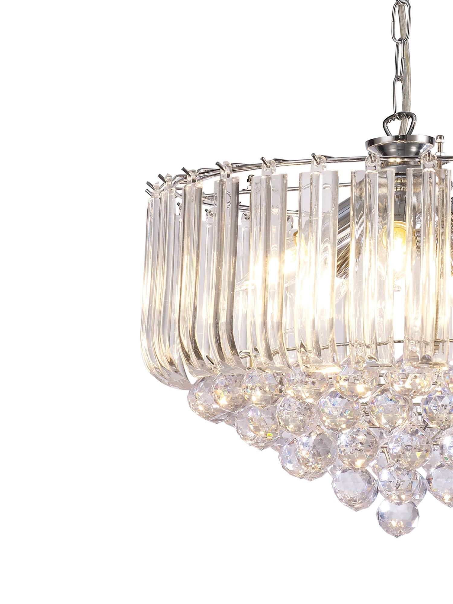 Lana Pendant With Acrylic Spheres, 5 Light E14 Polished Chrome Finish