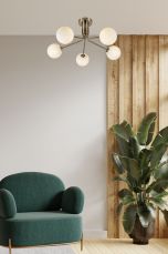Lando 5Lt Semi Flush - Antique Brass with Opal Ball - Promotional Offer