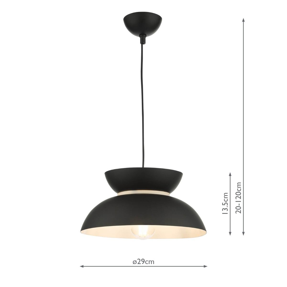 Larina Pendant Matt Black White