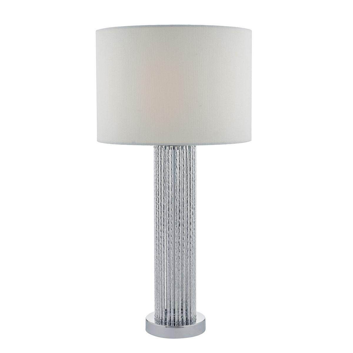 Dar Lazio Table Lamp Silver C/W White Cotton Shade - Cusack Lighting