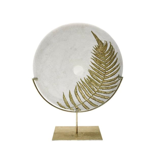 Leaf Circle Decor - Gold & White Finish
