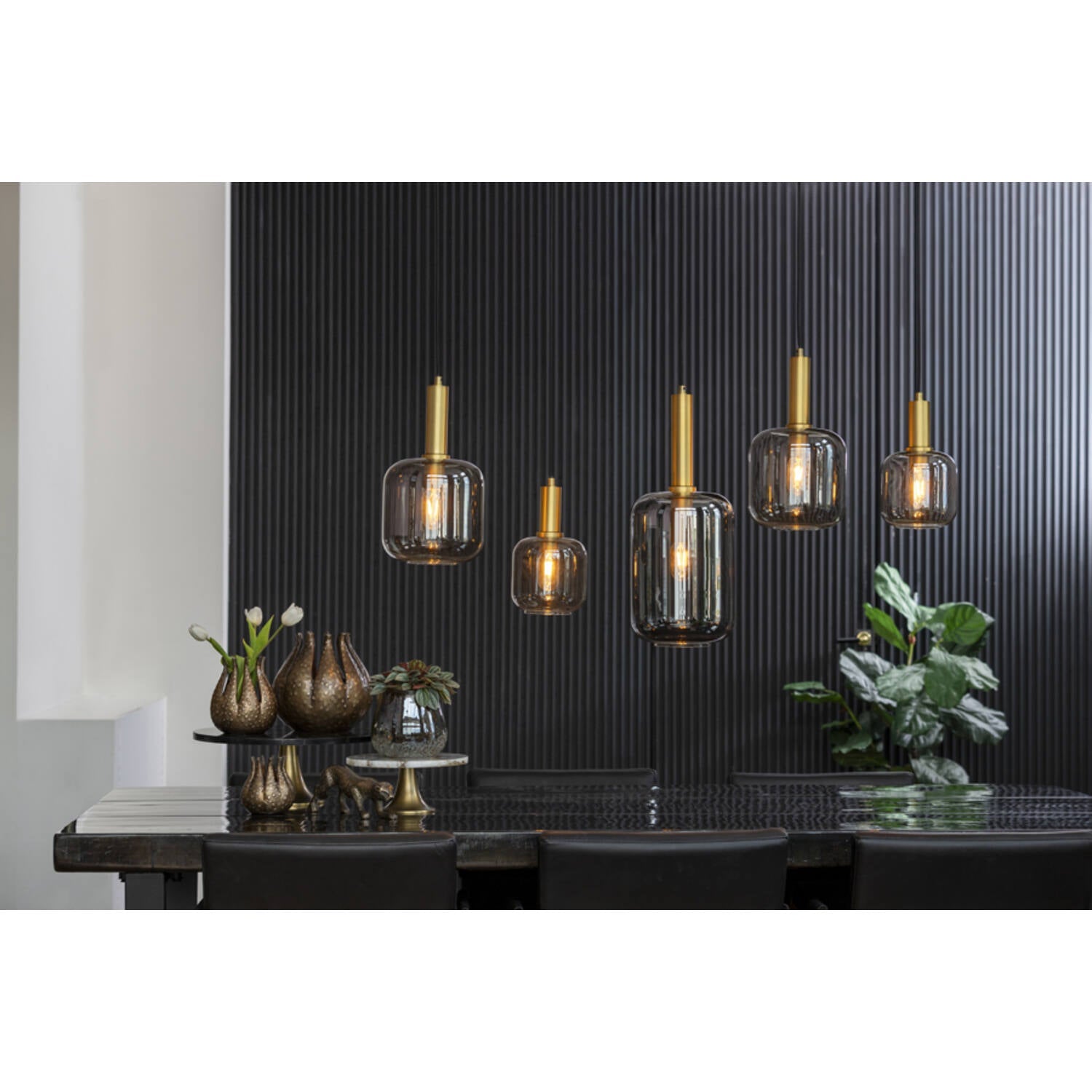 Lekar 3/5Lt Island Pendant - Bronze/Gold & Smoked Glass