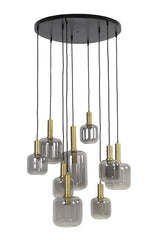 Lekar 5Lt/9Lt Cluster Hanging Lamp - Antique Bronze & Smoked Glass Finish