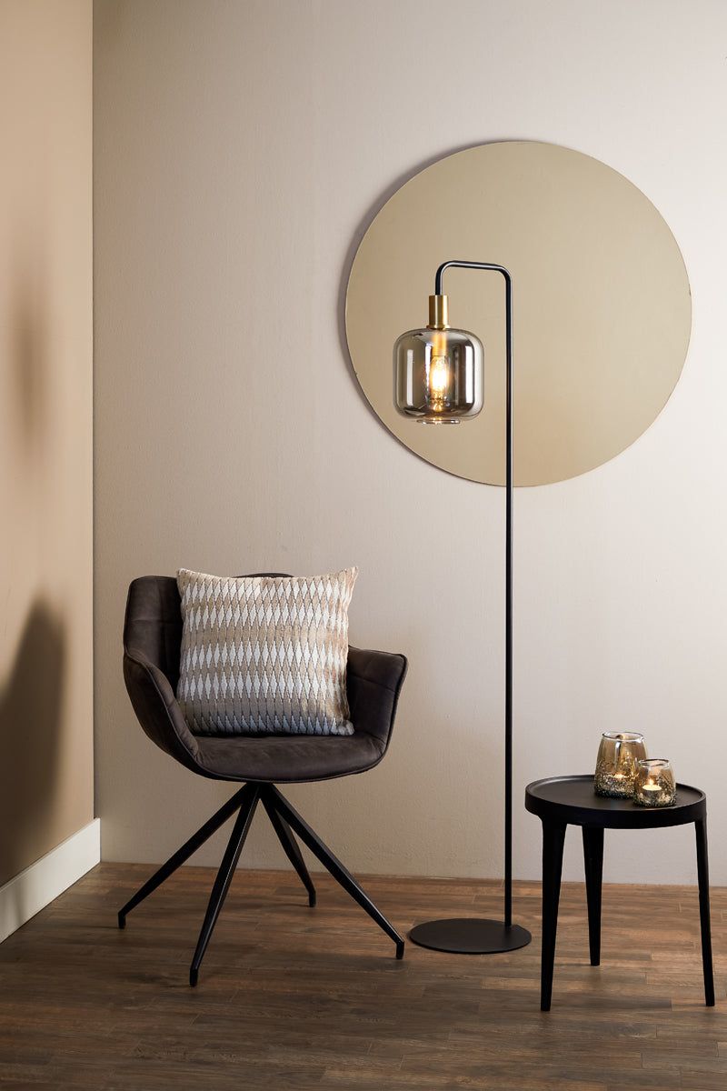 Lekar Floor Lamp - Antique Bronze & Smoked Glass Finish