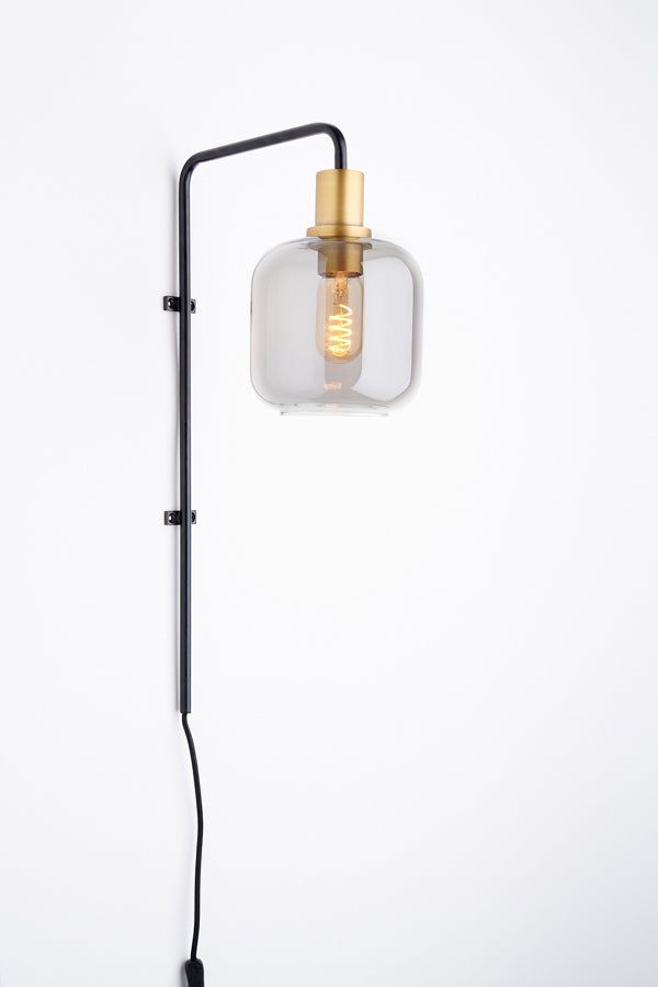 Lekar Medium Wall Lamp - Antique Bronze & Smoked Glass Finish