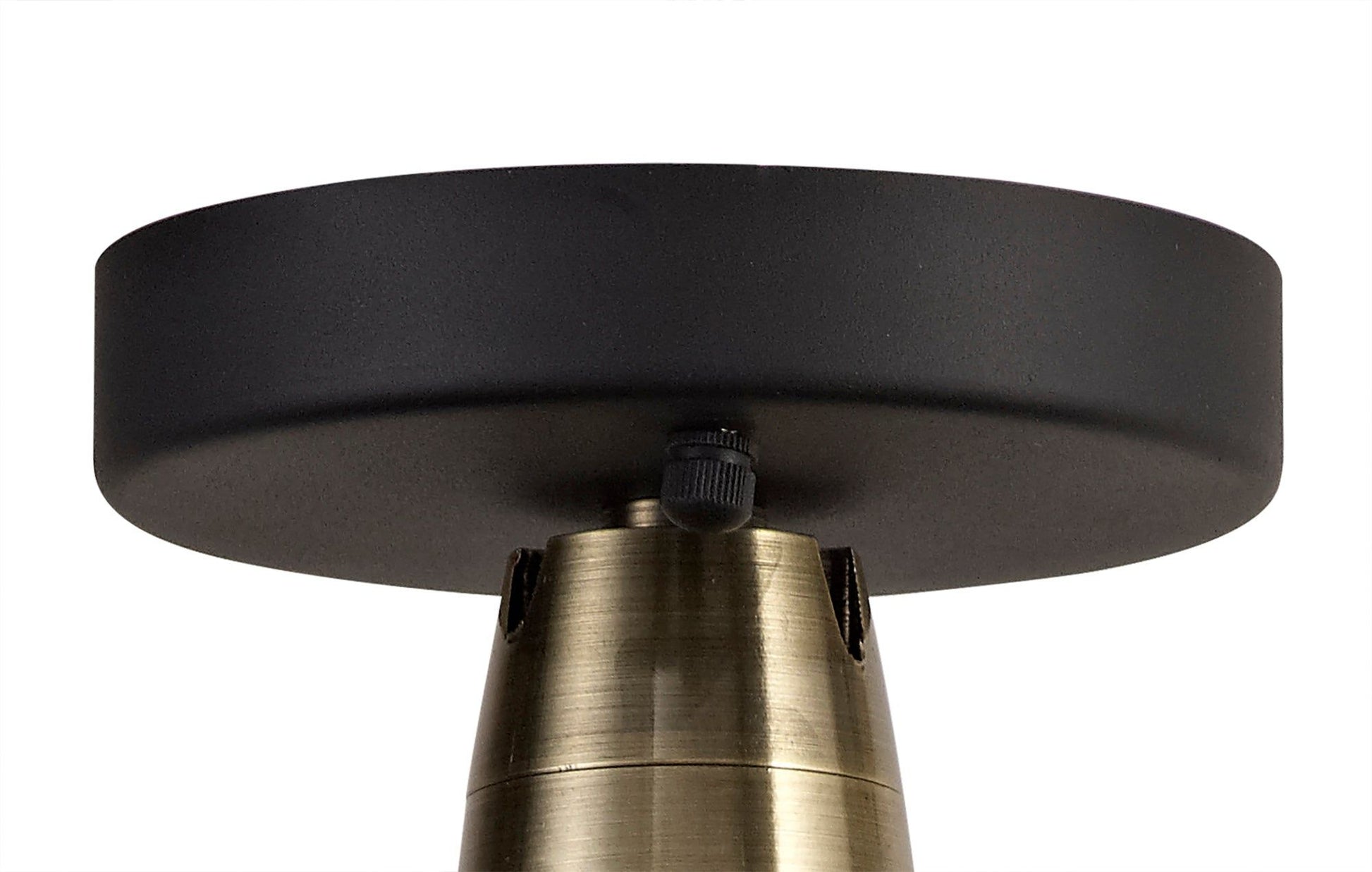 Lekshi Semi-Flush Ceiling, 1 Light E27, IP65, Matt Black/Antique Brass, 2yrs Warranty