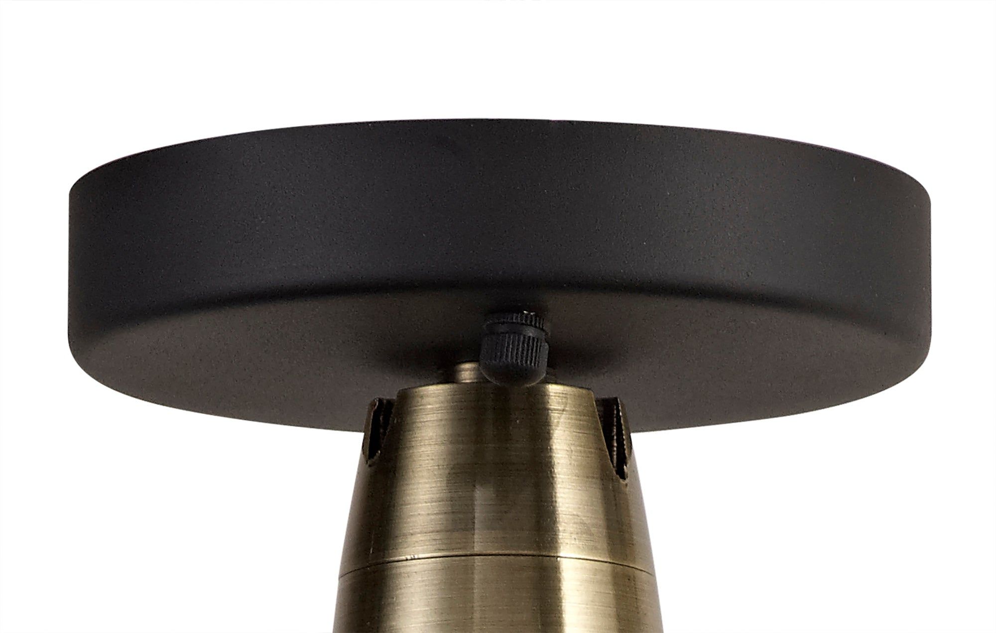 Lekshi Semi-Flush Ceiling, 1 Light E27, IP65, Matt Black/Antique Brass, 2yrs Warranty