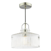 Lenka Pendant Satin Nickel and Ribbed Glass