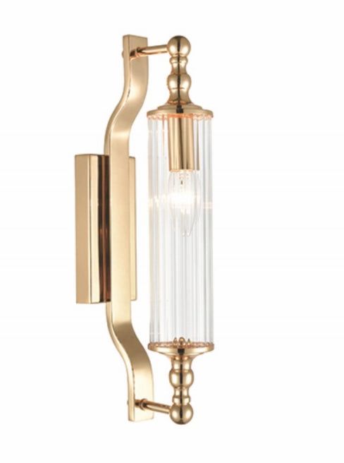 Lena | Chrome/Gold Bathroom Wall Bracket w/Clear Ribbed Glass