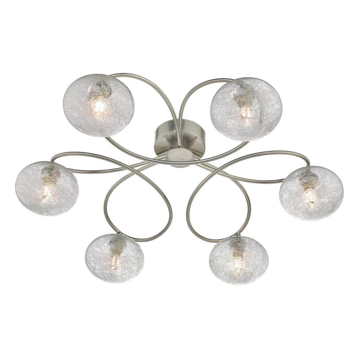 Dar Leysha 6lt Semi Flush Satin Nicel & Glass - Cusack Lighting