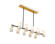 Amatti Long Chandelier - Alabaster, Black & Brass G9