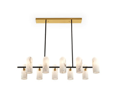 Amatti Long Chandelier - Alabaster, Black & Brass G9