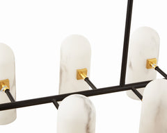 Amatti Long Chandelier - Alabaster, Black & Brass G9