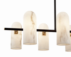 Amatti Long Chandelier - Alabaster, Black & Brass G9