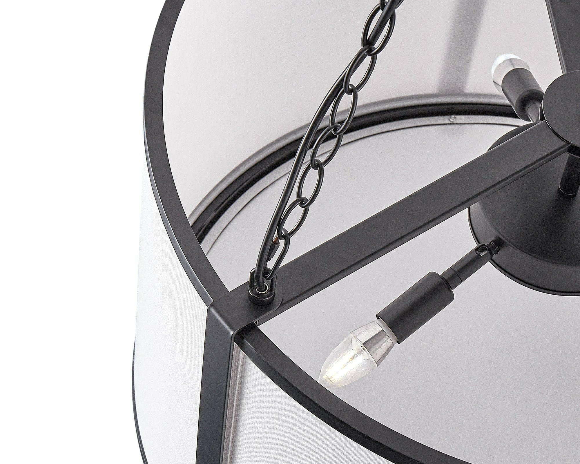 Baltimore Pendant Lamp - Matt Black White Linen E14