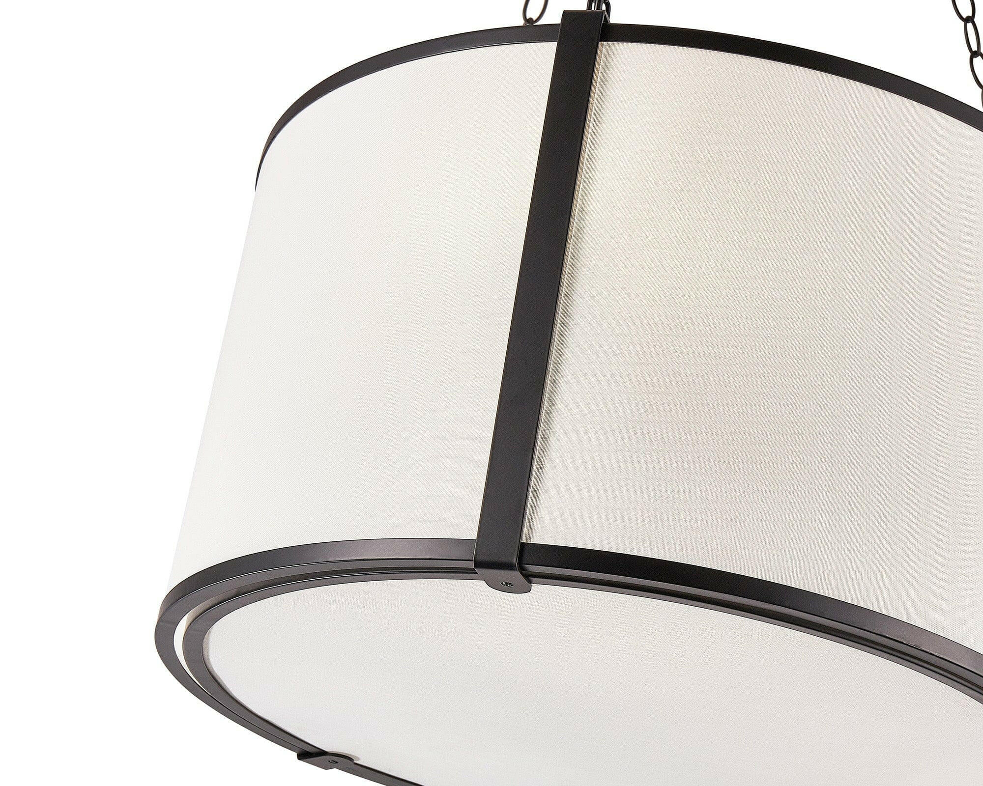 Baltimore Pendant Lamp - Matt Black White Linen E14