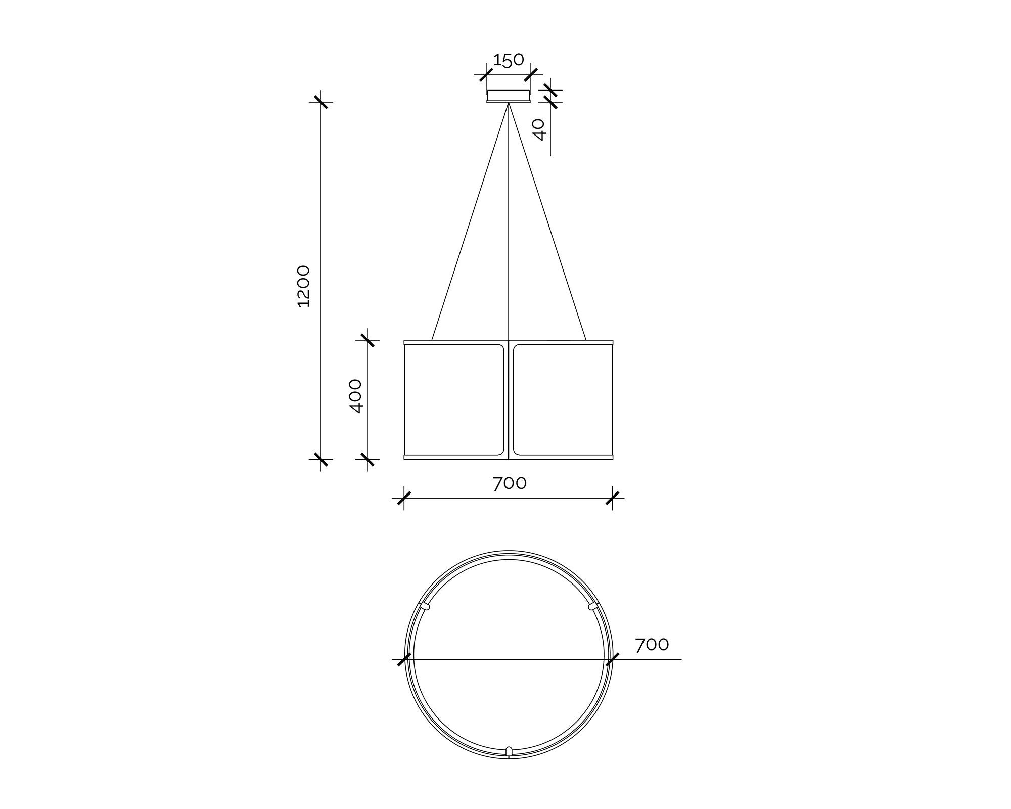 Baltimore Pendant Lamp - Matt Black White Linen E14