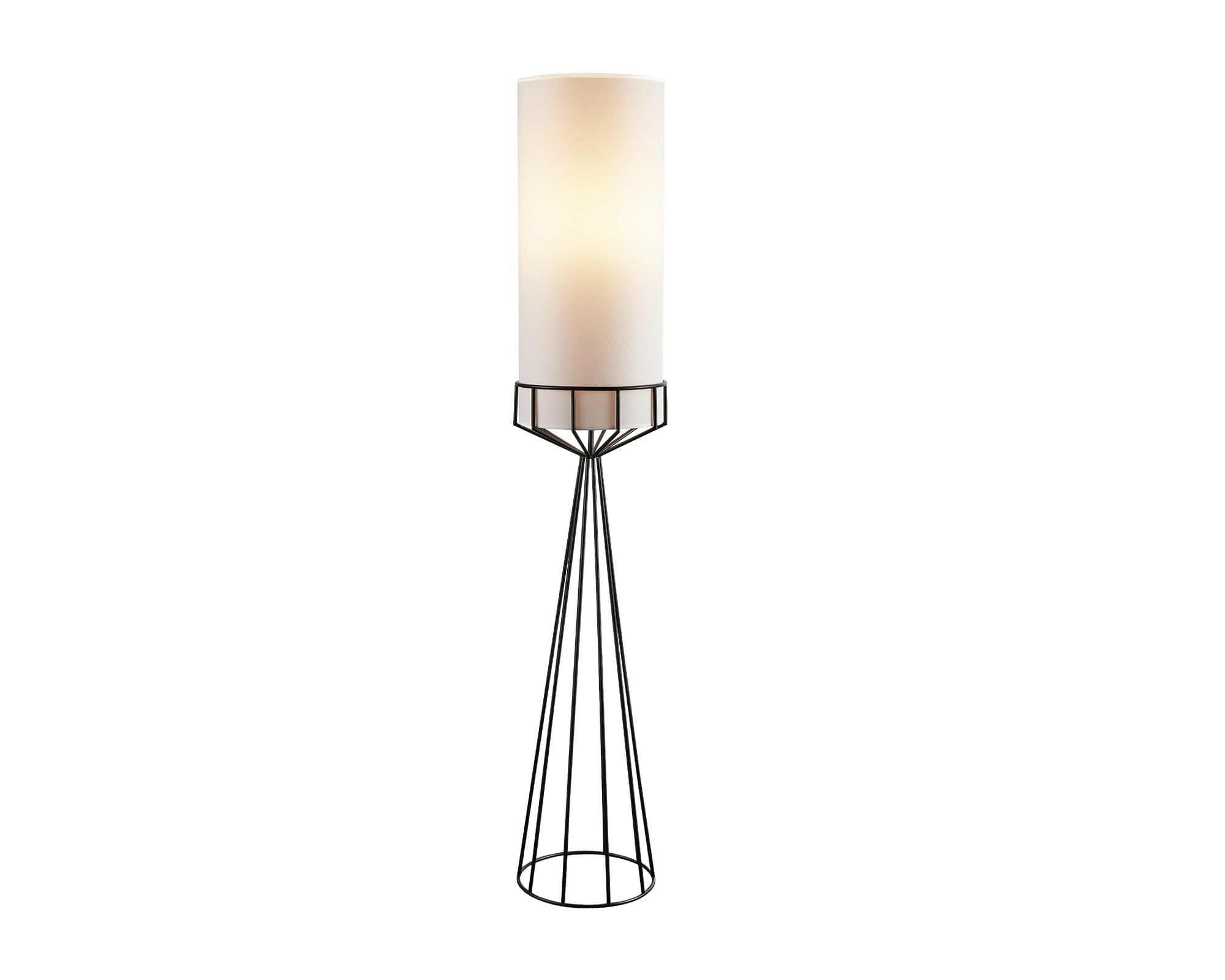 Faro Floor Lamp - Matt Black &amp; White Linen E27
