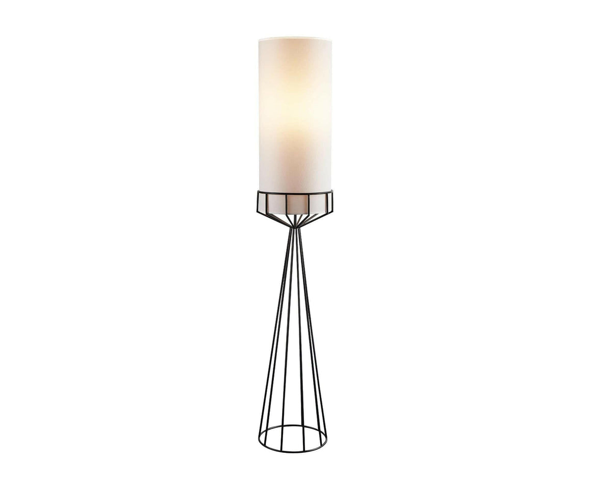 Faro Floor Lamp - Matt Black &amp; White Linen E27