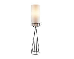Faro Floor Lamp - Matt Black &amp; White Linen E27