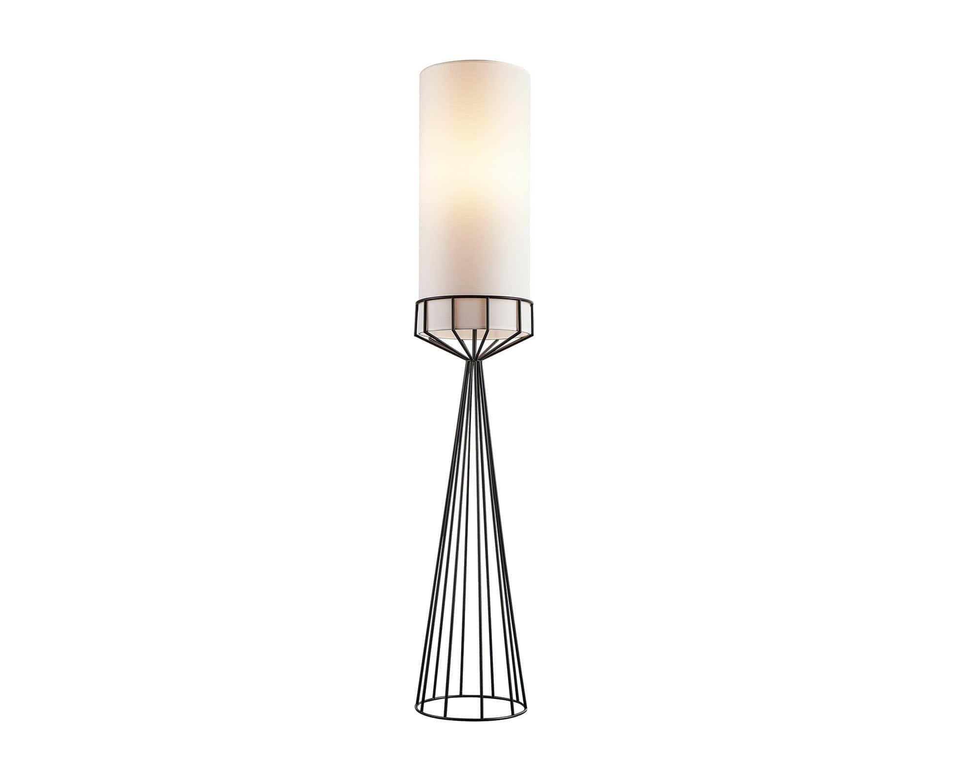 Faro Floor Lamp - Matt Black &amp; White Linen E27