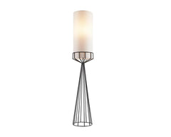 Faro Floor Lamp - Matt Black &amp; White Linen E27
